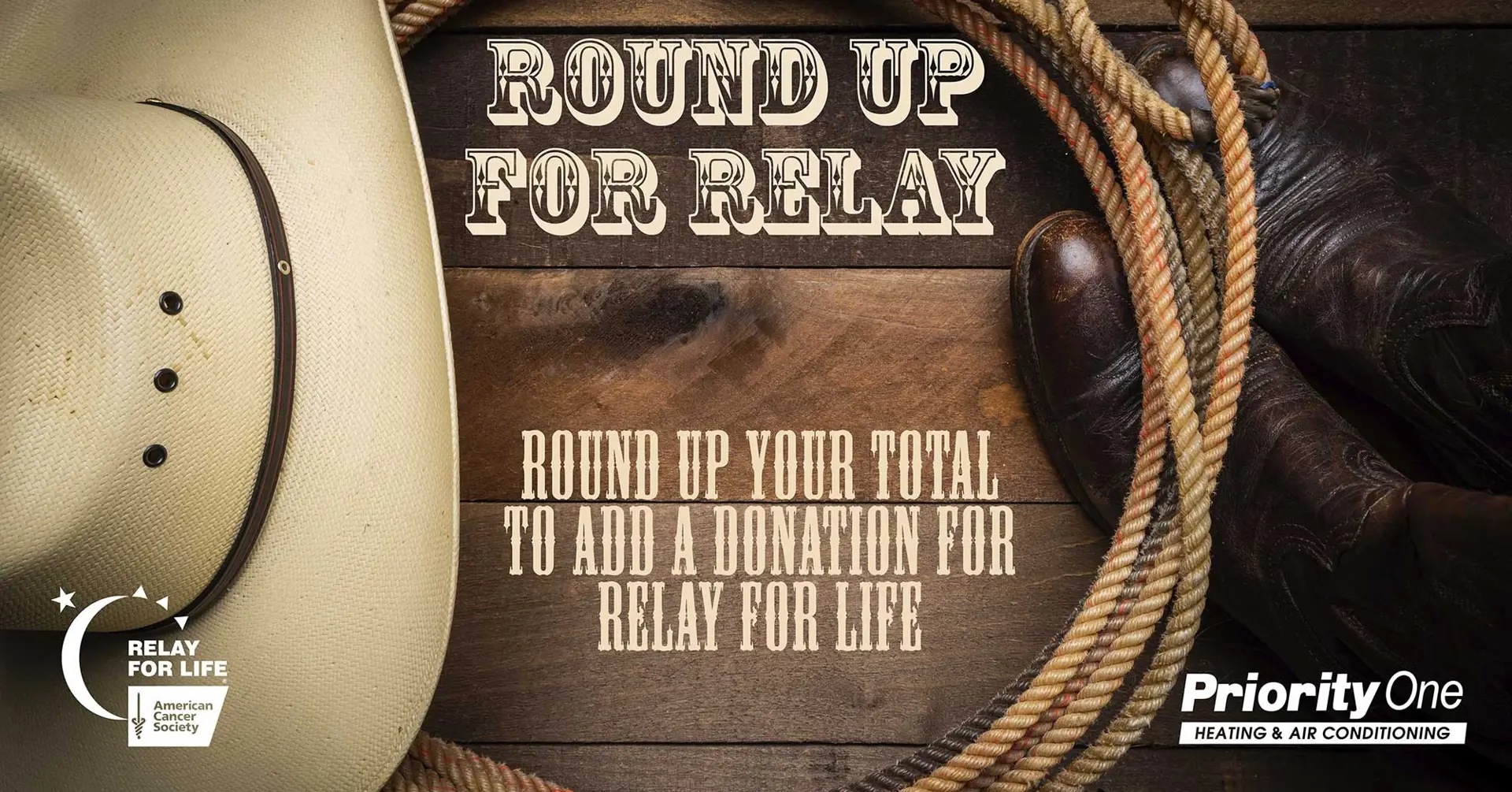 round up for relay flyer with cowboy gear